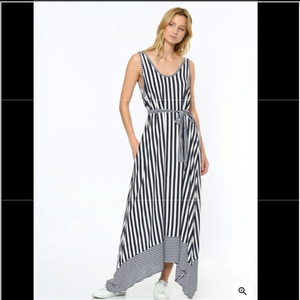 Gap striped tie waist trapeze maxi dress